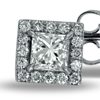 1.1ct.tw. Diamond Stud Earrings Center Princess Cut 0.86ct.tw. 18KW DKE001191